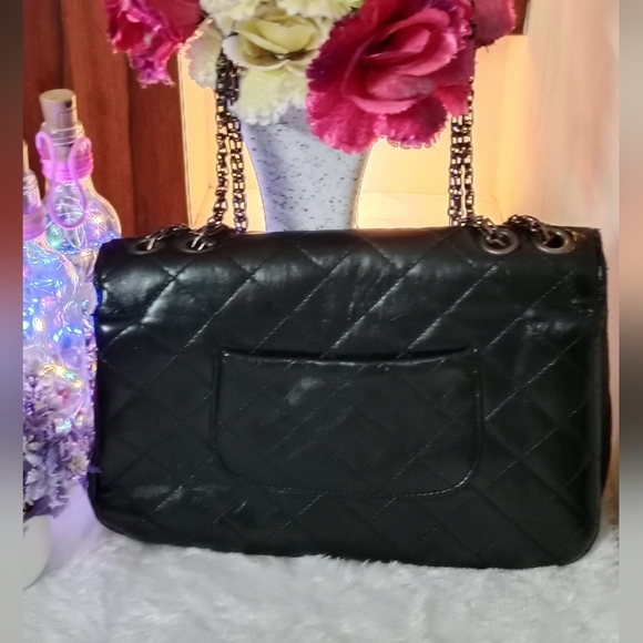 Calfskin synthetic luxury leather flap shoulder bag black 🖤 - Picture 9 of 16